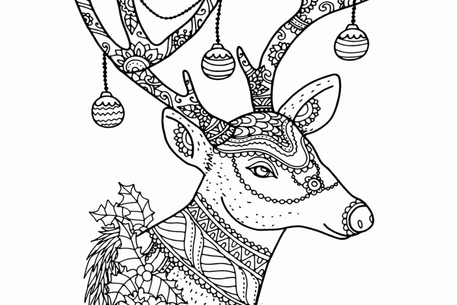 Free Christmas Reindeer Colouring Pages For Adults
