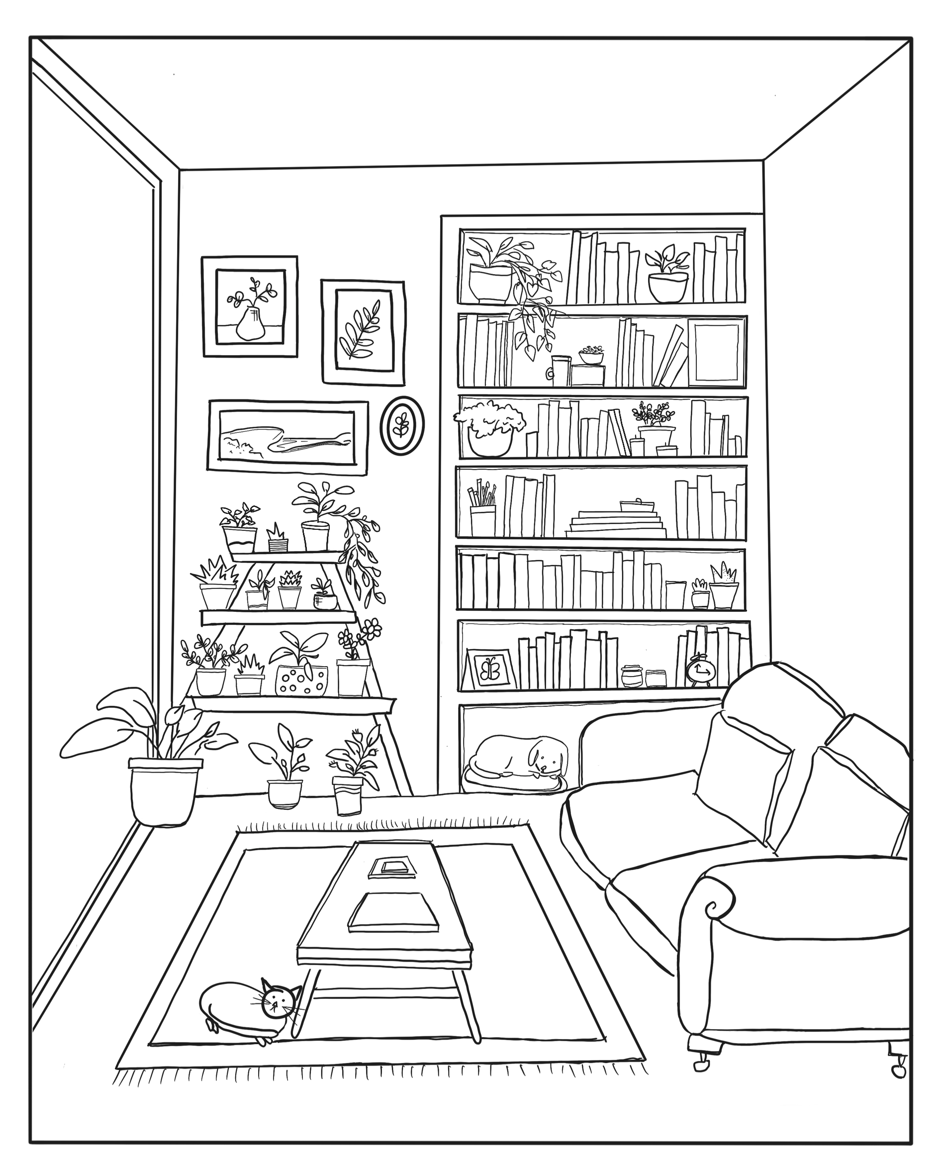 FREE Coloring Page Of Cozy Living Room Zandrapaints Space Coloring 