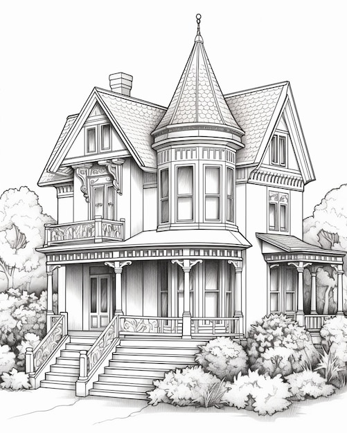 Free Drawing Coloring Pages Of House Premium AI generated Image Free Drawing Coloring Pages Of House Premium AI generated Image