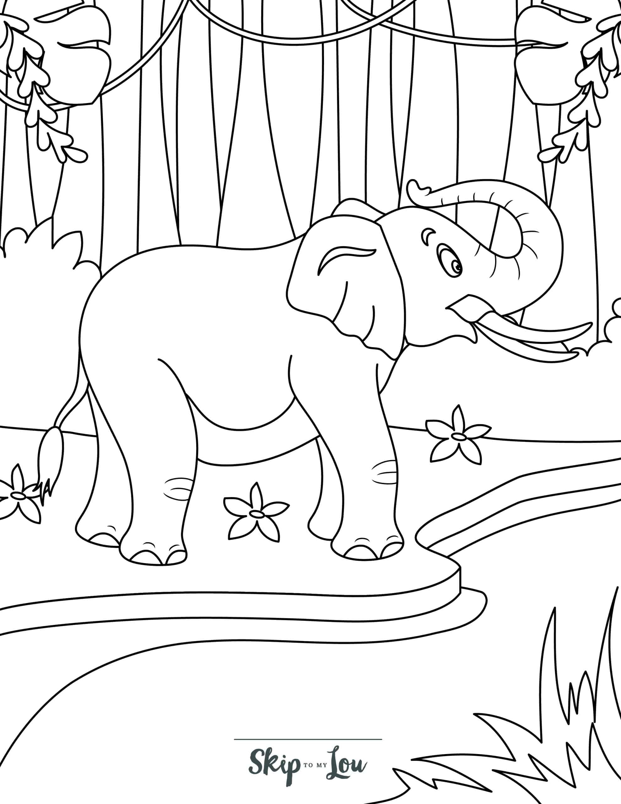 detailed elephant coloring pages