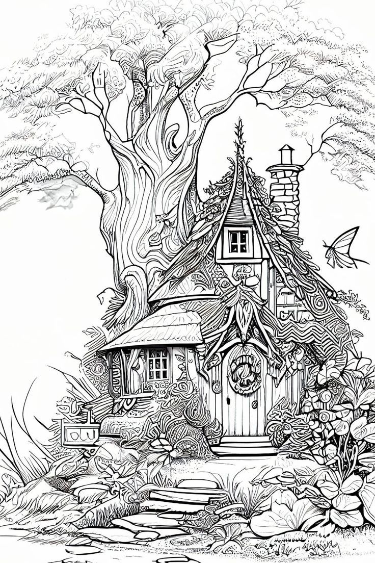 Free Fairy House Coloring Page For Adults Designs By Kemmy House Free Fairy House Coloring Page For Adults Designs By Kemmy House