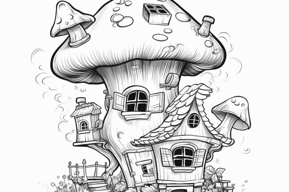 FREE Mushroom House Coloring Pages For Kids And Adults
