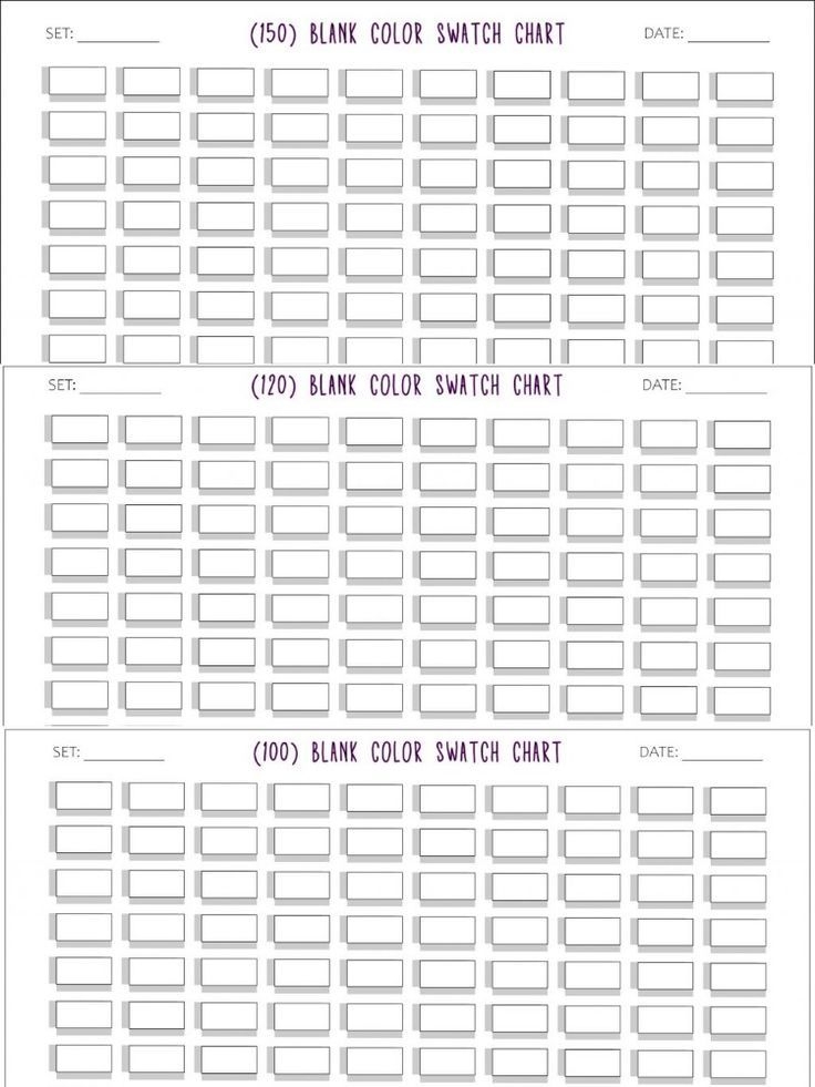 Free Printable 100 120 150 Blank Color Swatch Chart Template PDF Free Printable 100 120 150 Blank Color Swatch Chart Template PDF