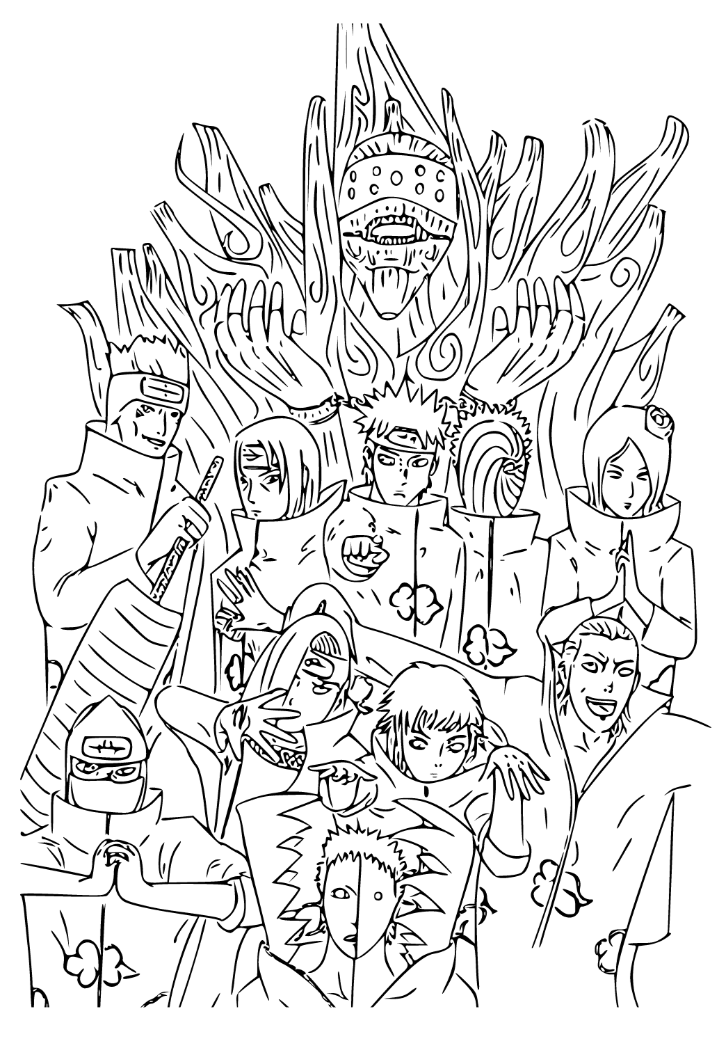 Free Printable Akatsuki Characters Coloring Page For Adults And Kids 