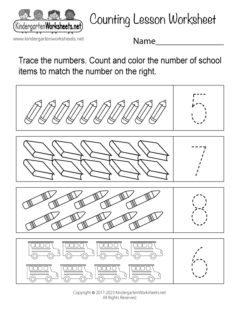 Free Printable Back To School Counting Worksheet For Kindergarten Free Printable Back To School Counting Worksheet For Kindergarten