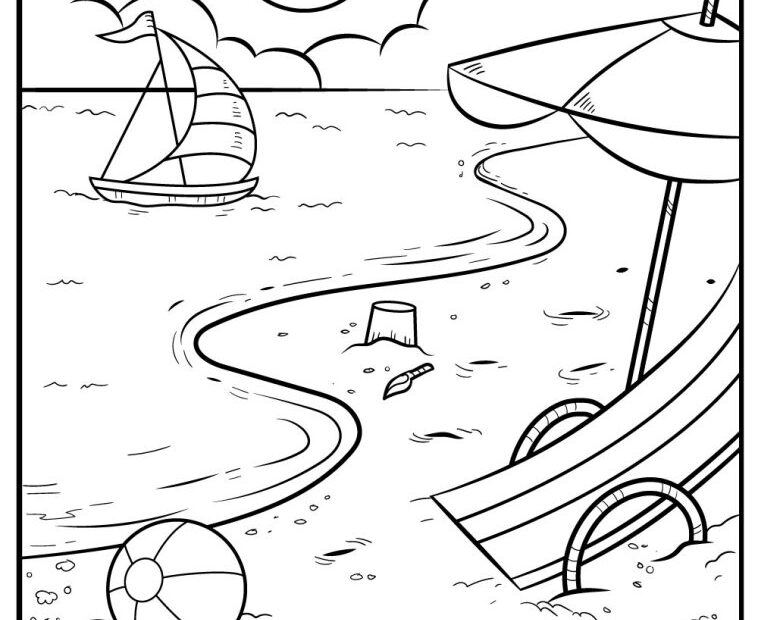 Free Printable Beach Coloring Sheets Printable Templates Bilarasa