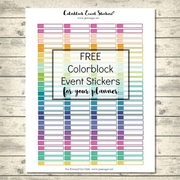 Free Printable Colorblock Event Stickers For EC Hourly Pure Sugar Free Printable Colorblock Event Stickers For EC Hourly Pure Sugar