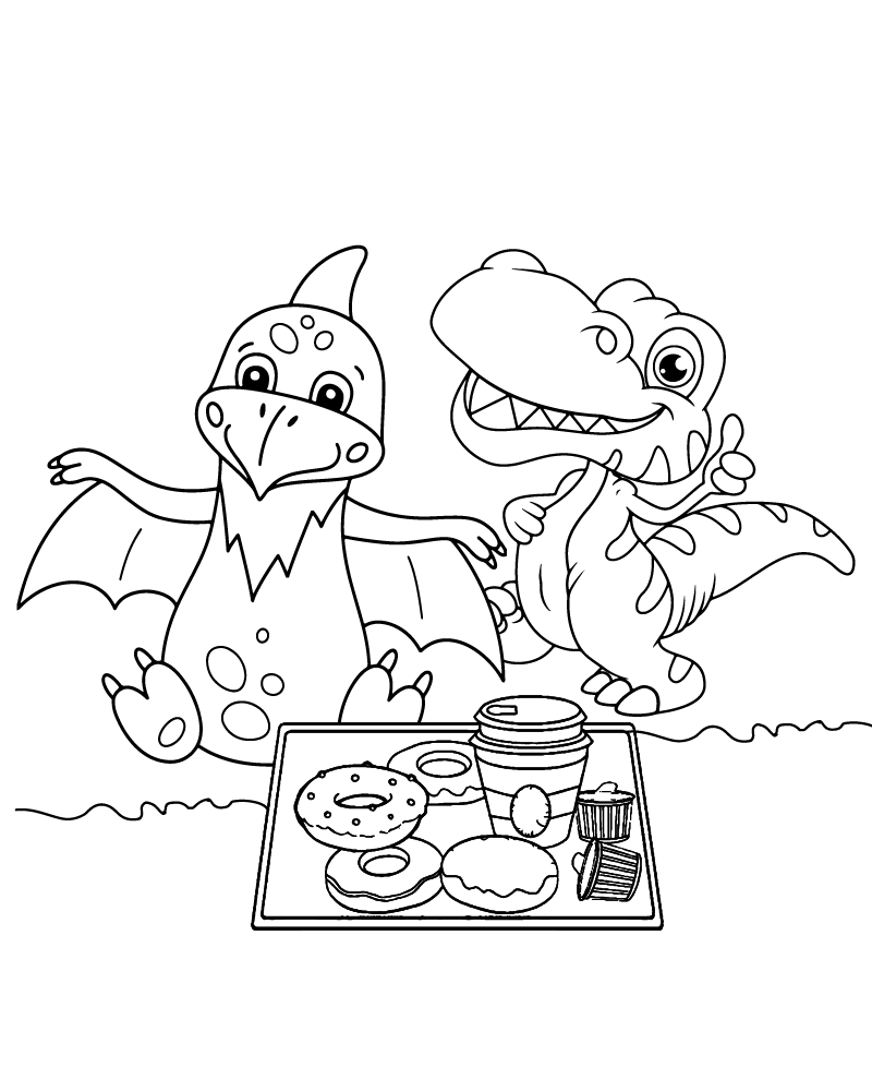 Free Printable Dino Picnic Coloring Page Free Printable Dino Picnic Coloring Page