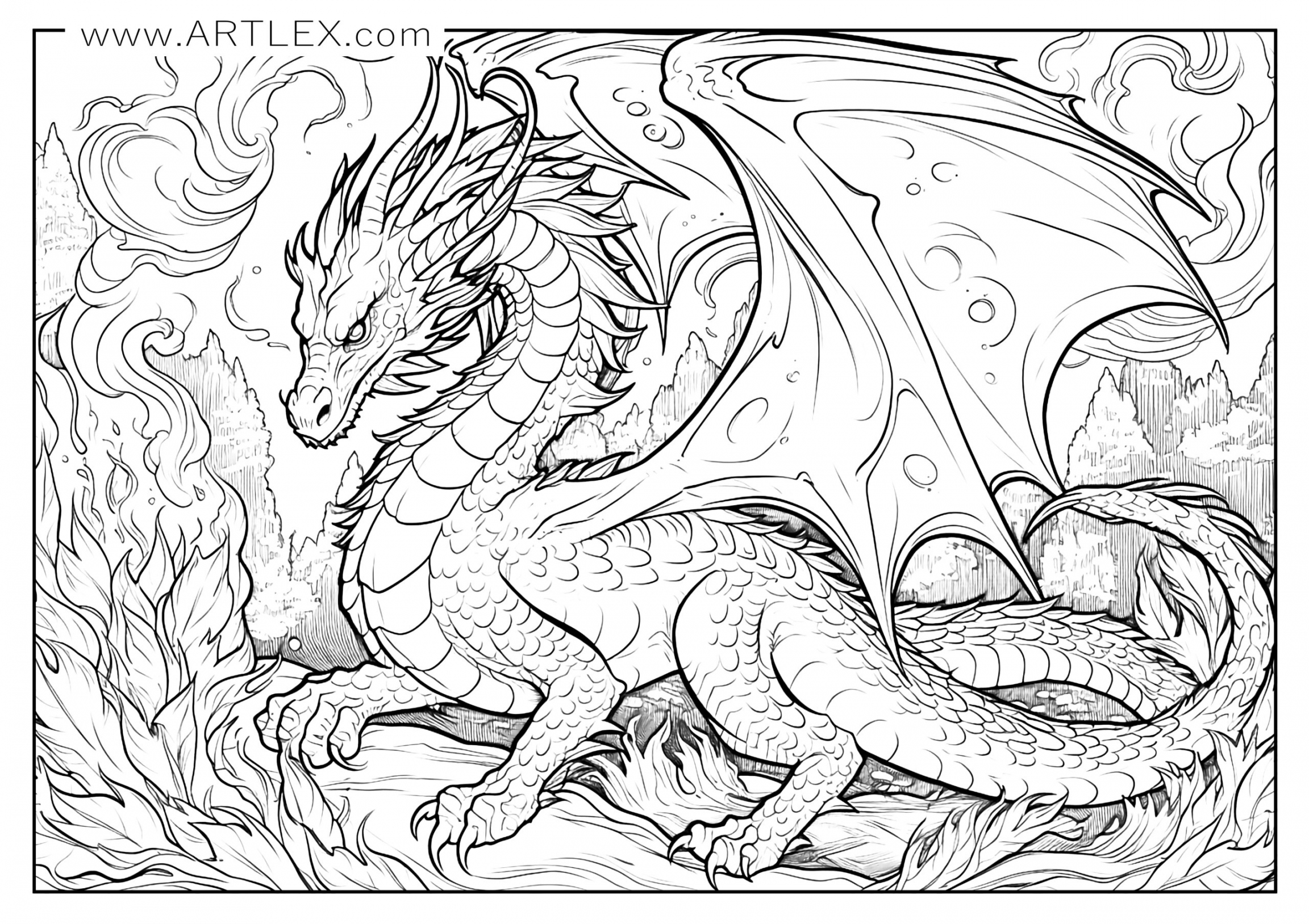 realistic dragon coloring pages printable