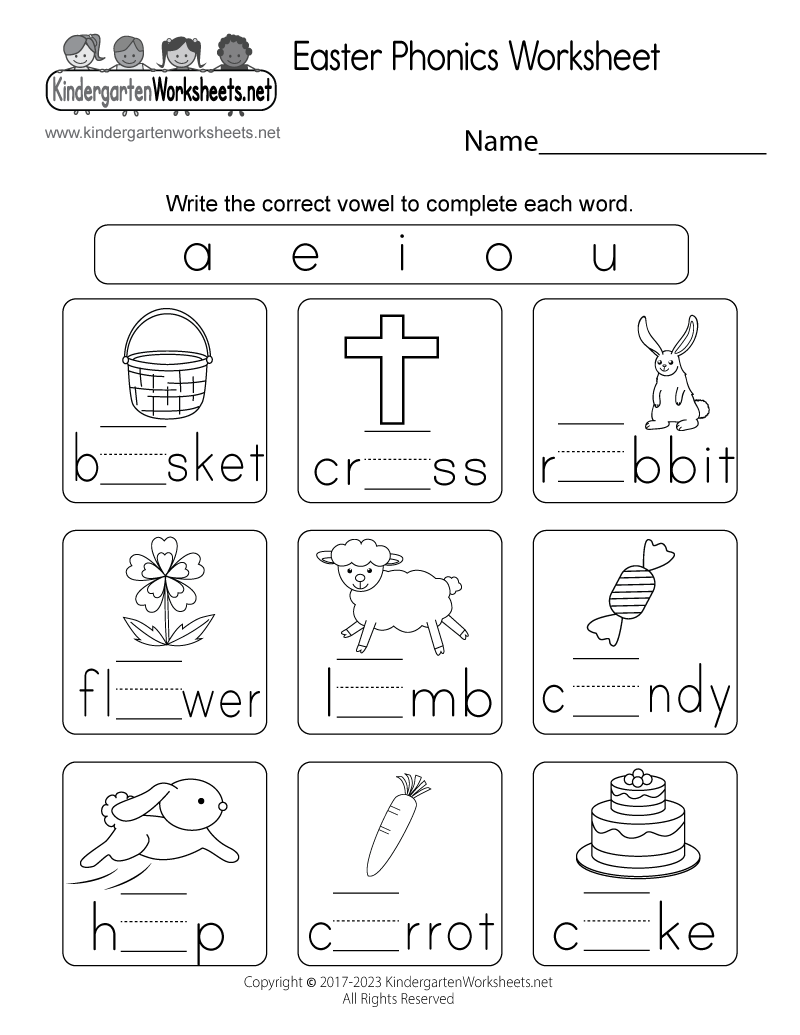 Free Printable Easter Phonics Worksheet