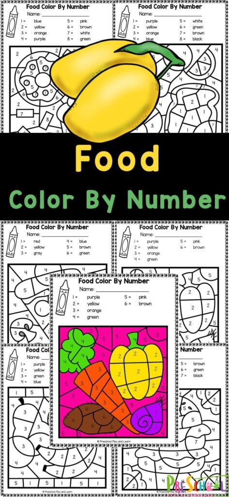 FREE Printable Food Color By Number Worksheets FREE Printable Food Color By Number Worksheets