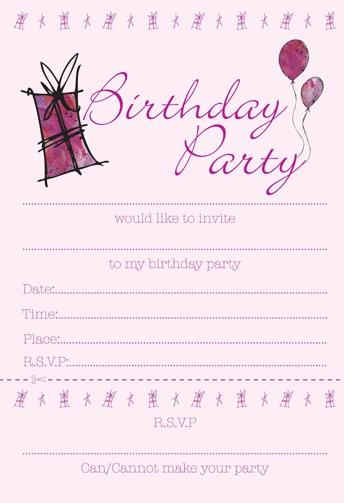 Free Printable Girls Spa Birthday Invitations