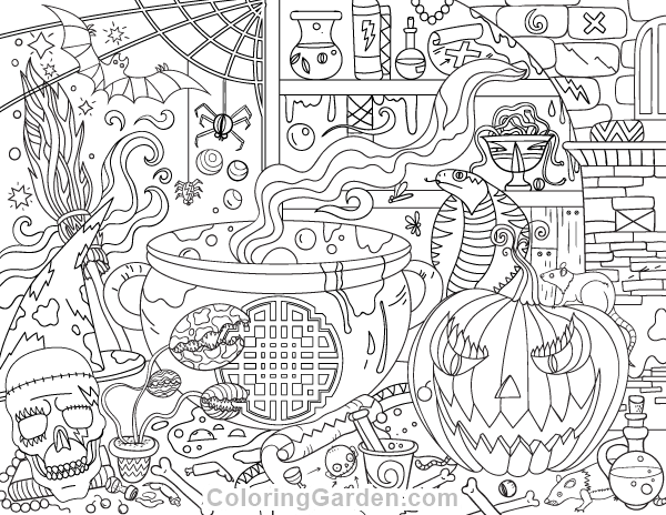 Free Printable Halloween Adult Coloring Page Download It In PDF Format