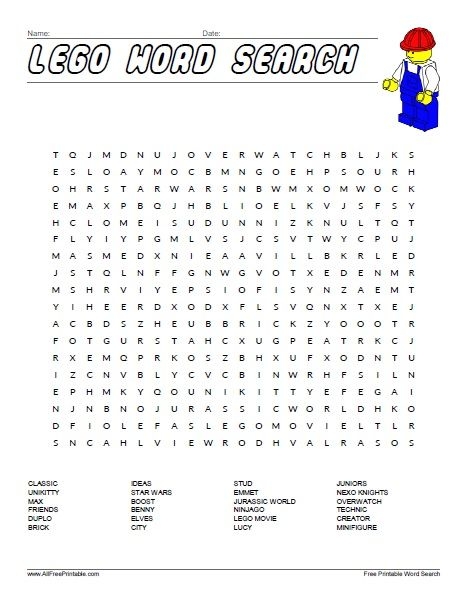 Free Printable Lego Word Search Fun Activity For Lego Fans