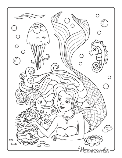 Free Printable Mermaid Coloring Pages In 2022 Mermaid Coloring Pages 