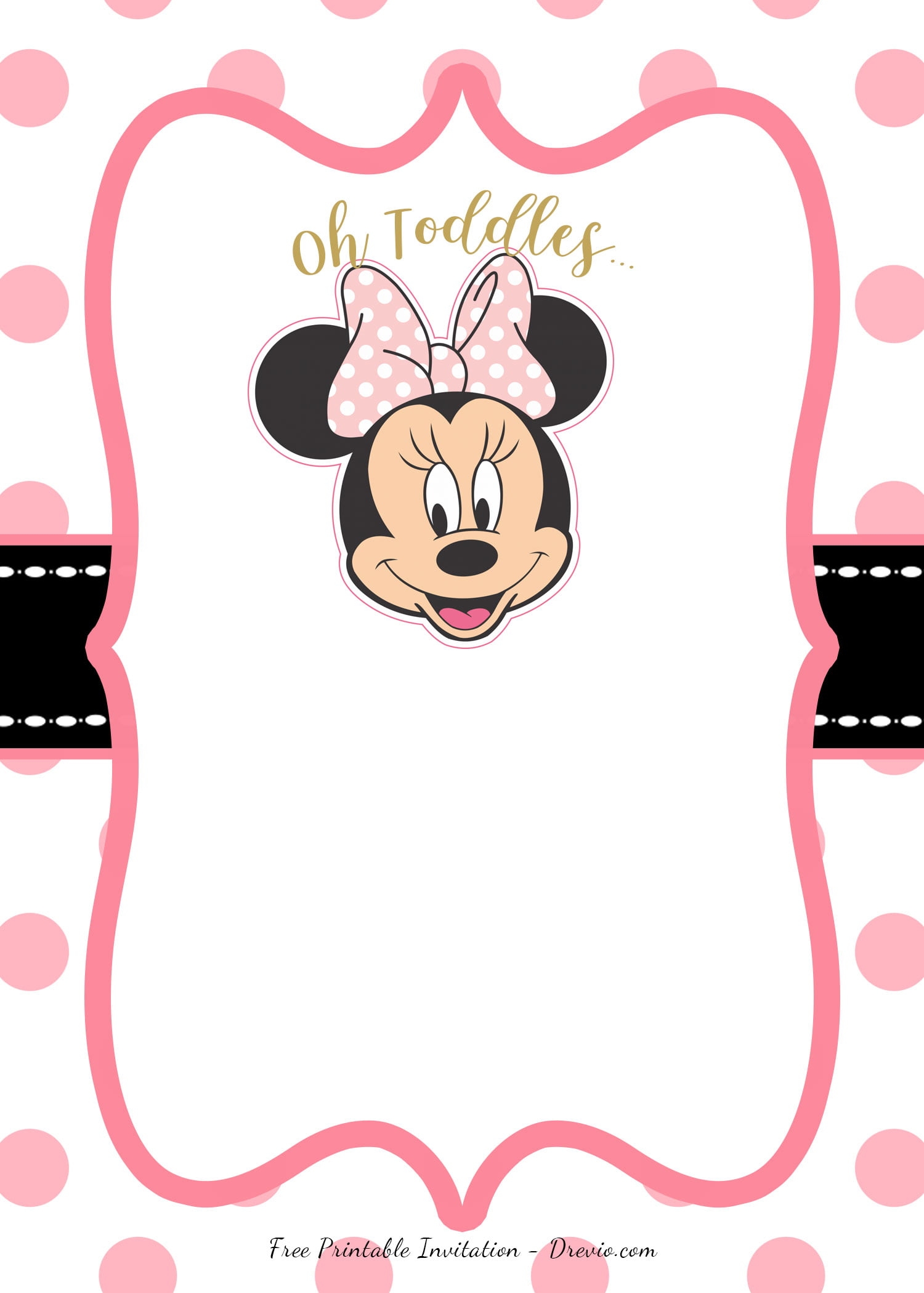 FREE Printable Minnie Mouse Head Smiling invitation template FREE 