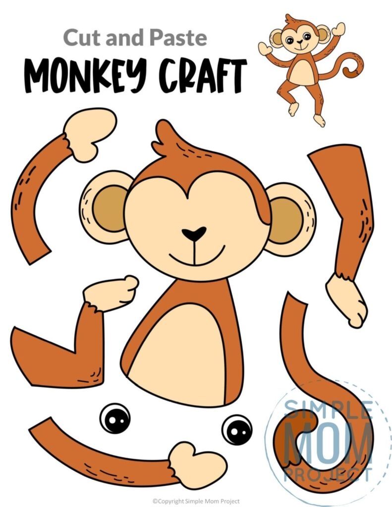 Free Printable Monkey Craft Template Monkey Crafts Safari Animal Crafts 