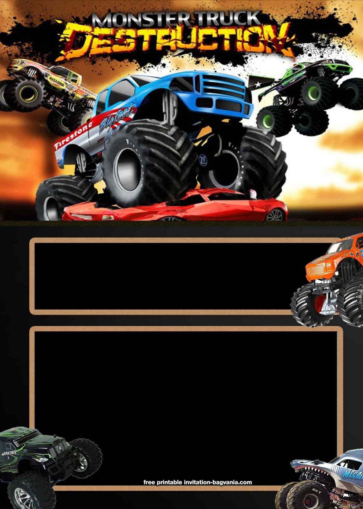 FREE Printable Monster Truck Birthday Invitation Templates FREE 