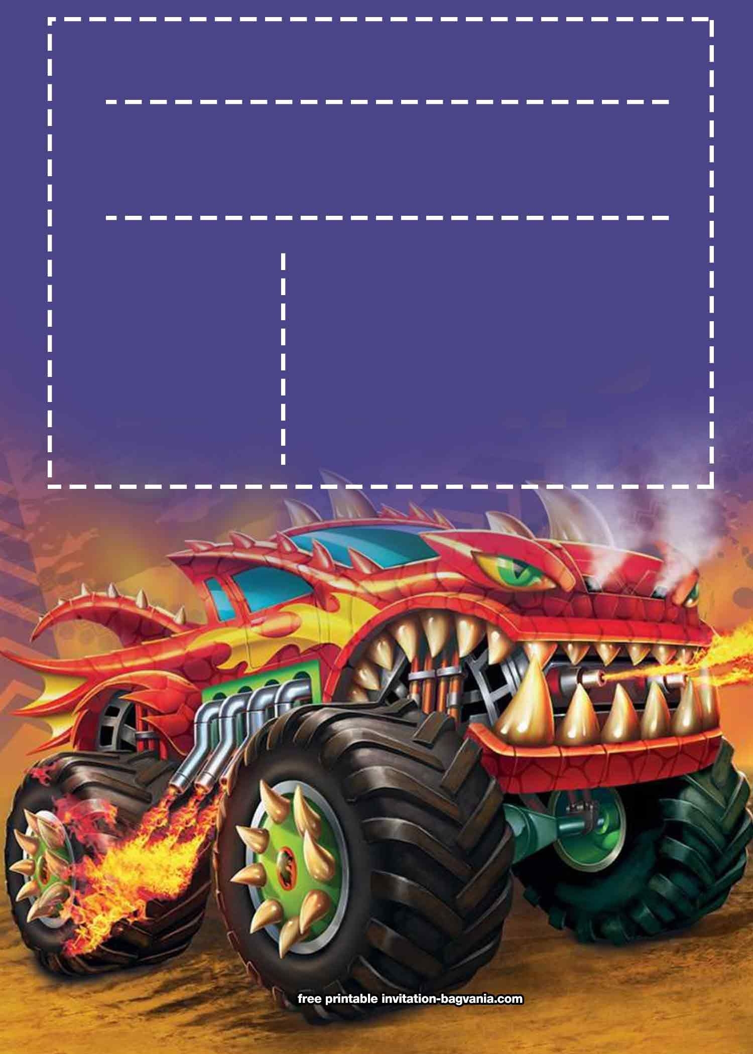 Free Printable Monster Truck Invitation Templates Free Web Rev Those 