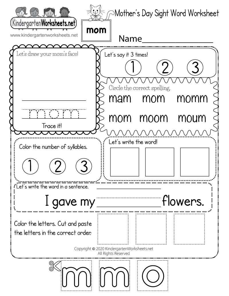Free Printable Mother 39 s Day Sight Word Worksheet