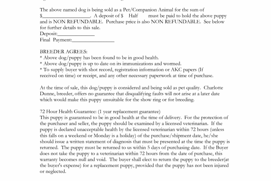 Free Printable Puppy Sales Contract Free Printable