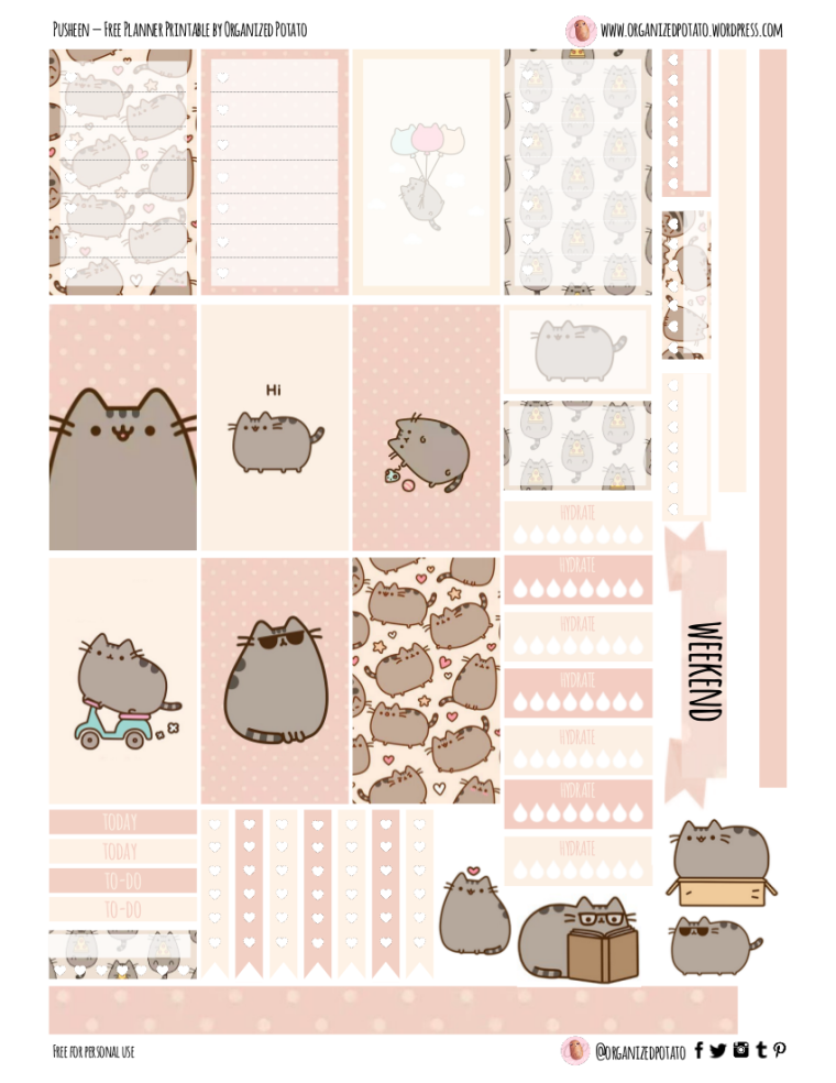 Free Printable Pusheen Cat Planner Stickers Free Printables Free Printable Pusheen Cat Planner Stickers Free Printables