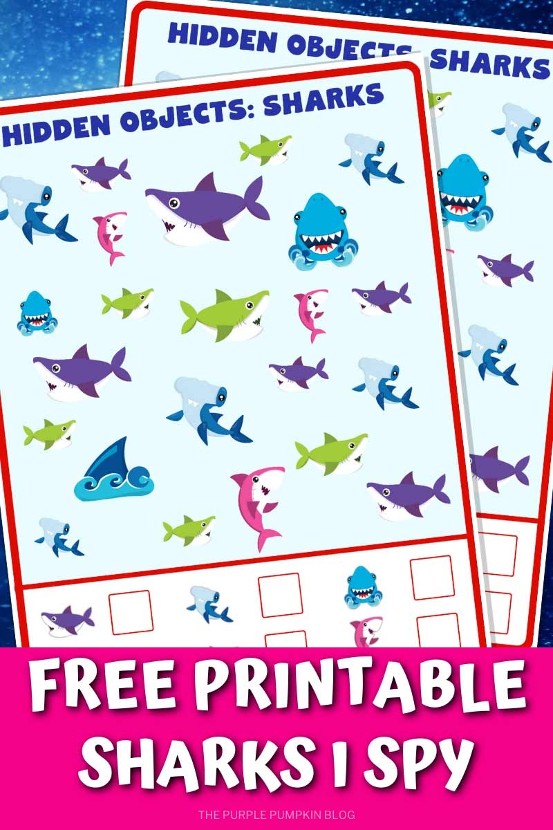 Free Printable Sharks Hidden Objects Game I Spy Sharks 