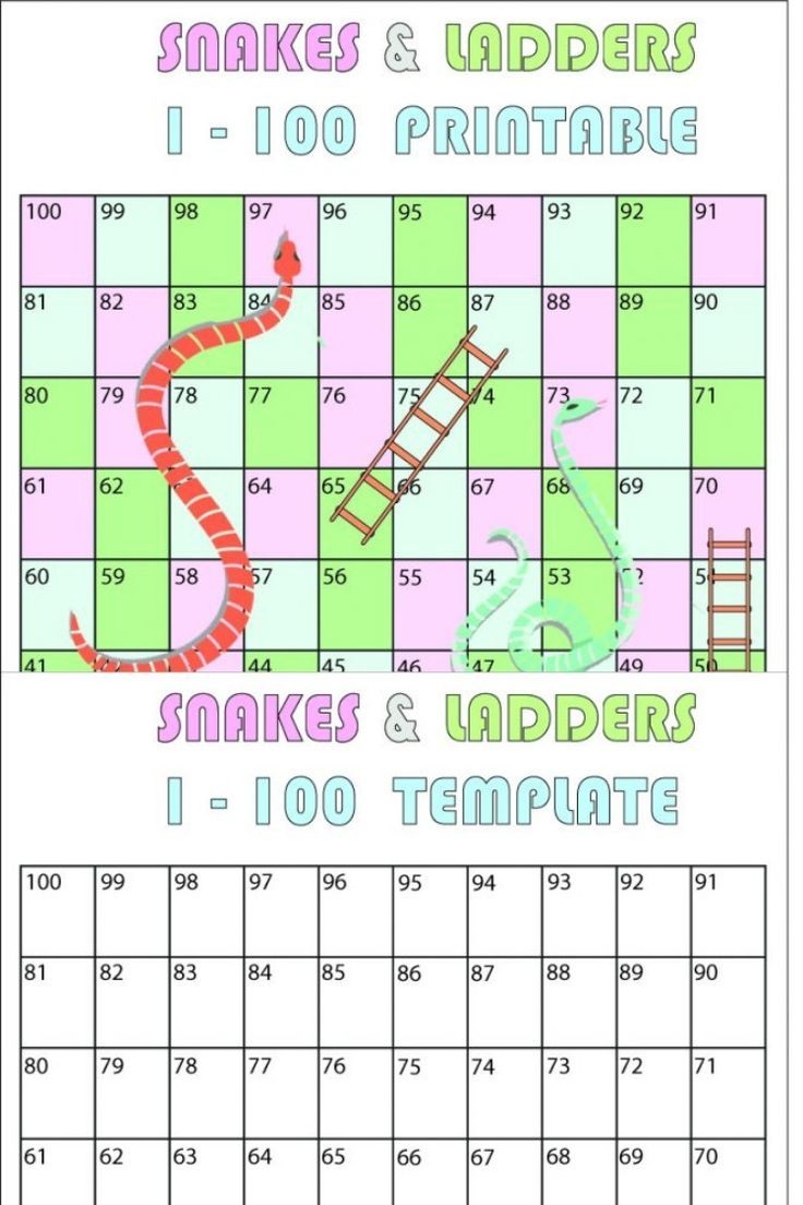 Free Printable Snakes And Ladders 1 100 Game Blank Template