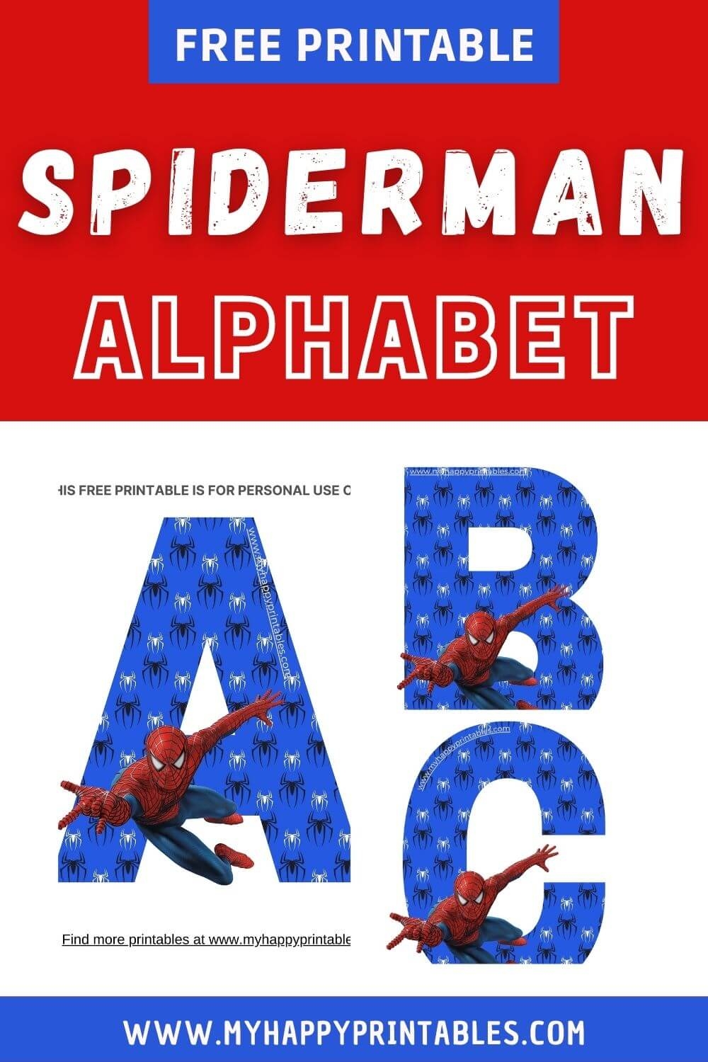 Free Printable Spider man Alphabet Letters My Happy Printables