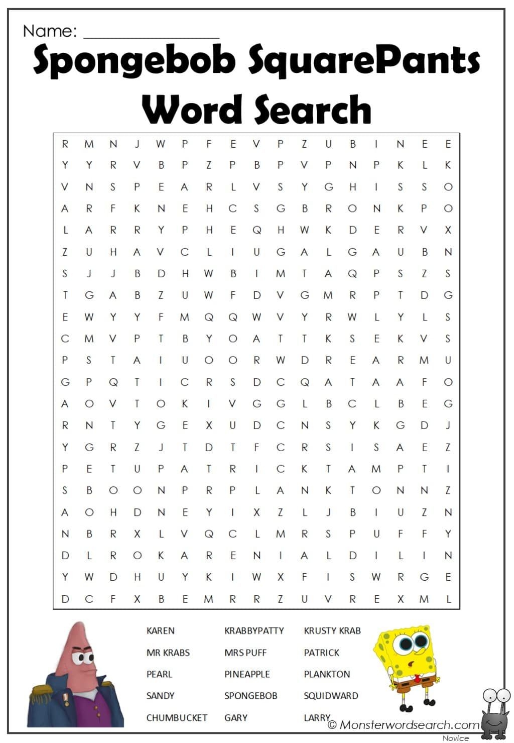 spongebob printable free