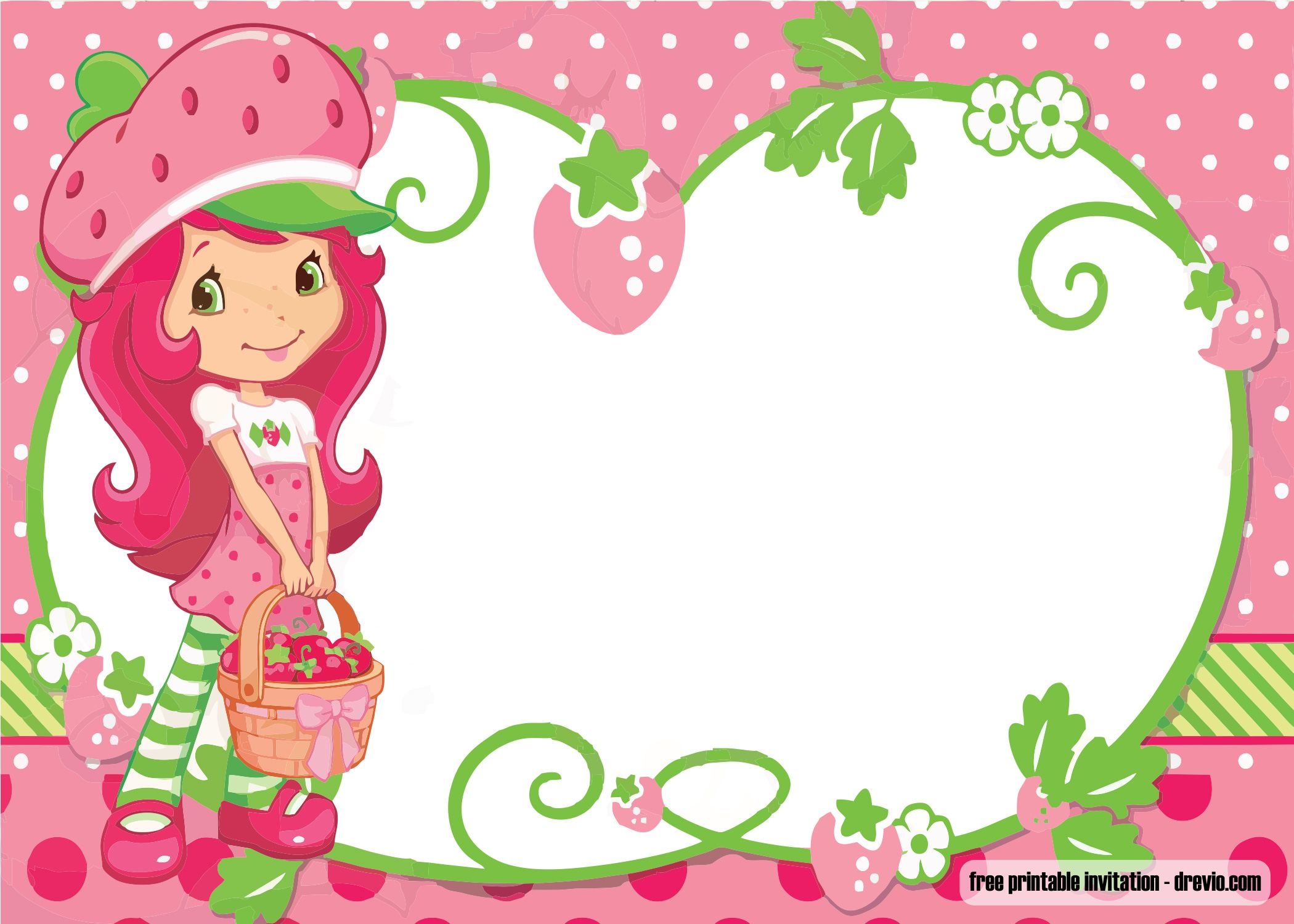 FREE Printable Strawberry Shortcake Invitation Template DREVIO