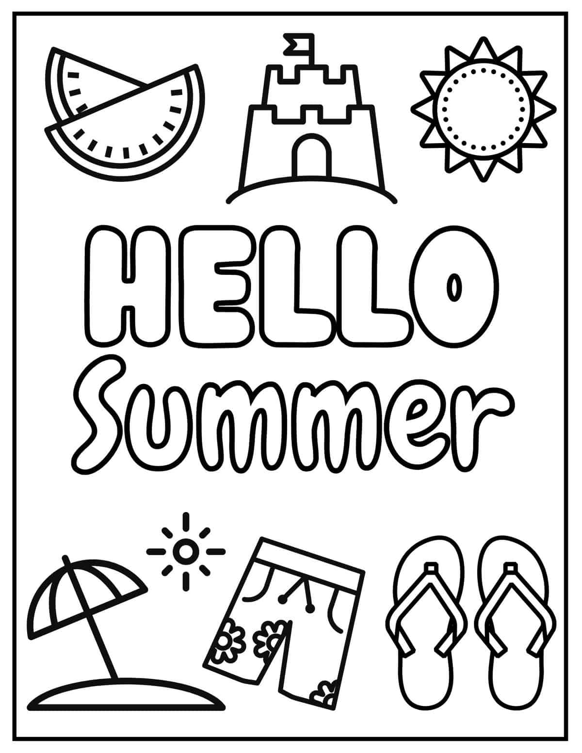 free printable summer coloring page