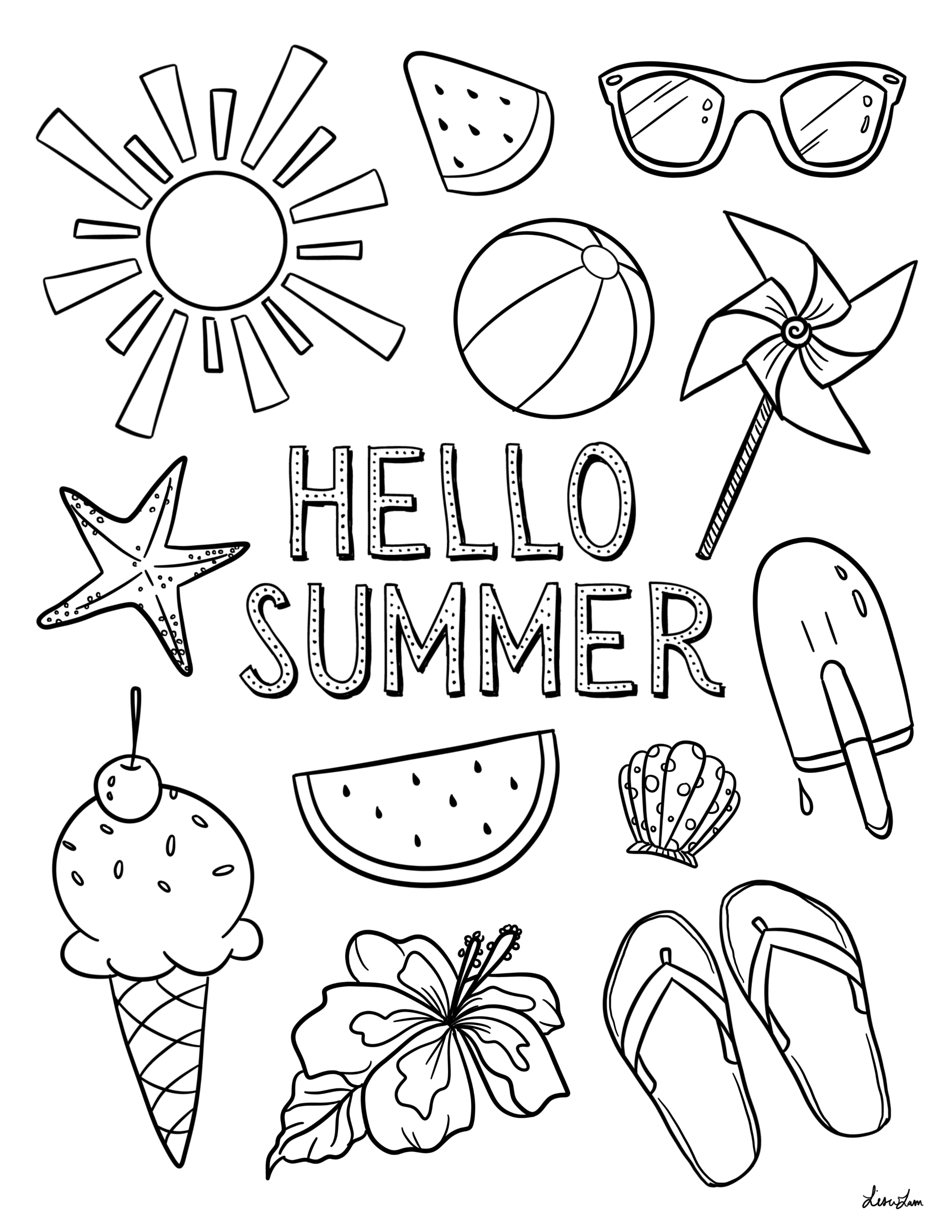 cute summer printable coloring pages
