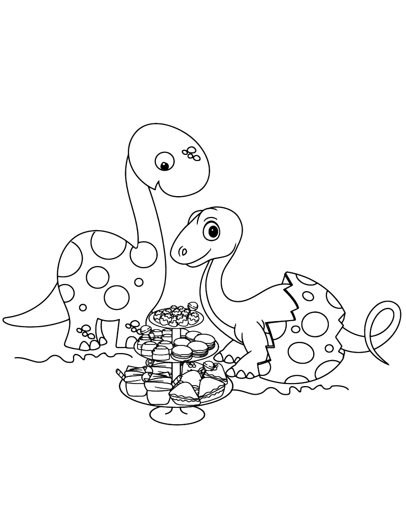 Free Printable Two Dino Picnic Coloring Page Free Printable Two Dino Picnic Coloring Page