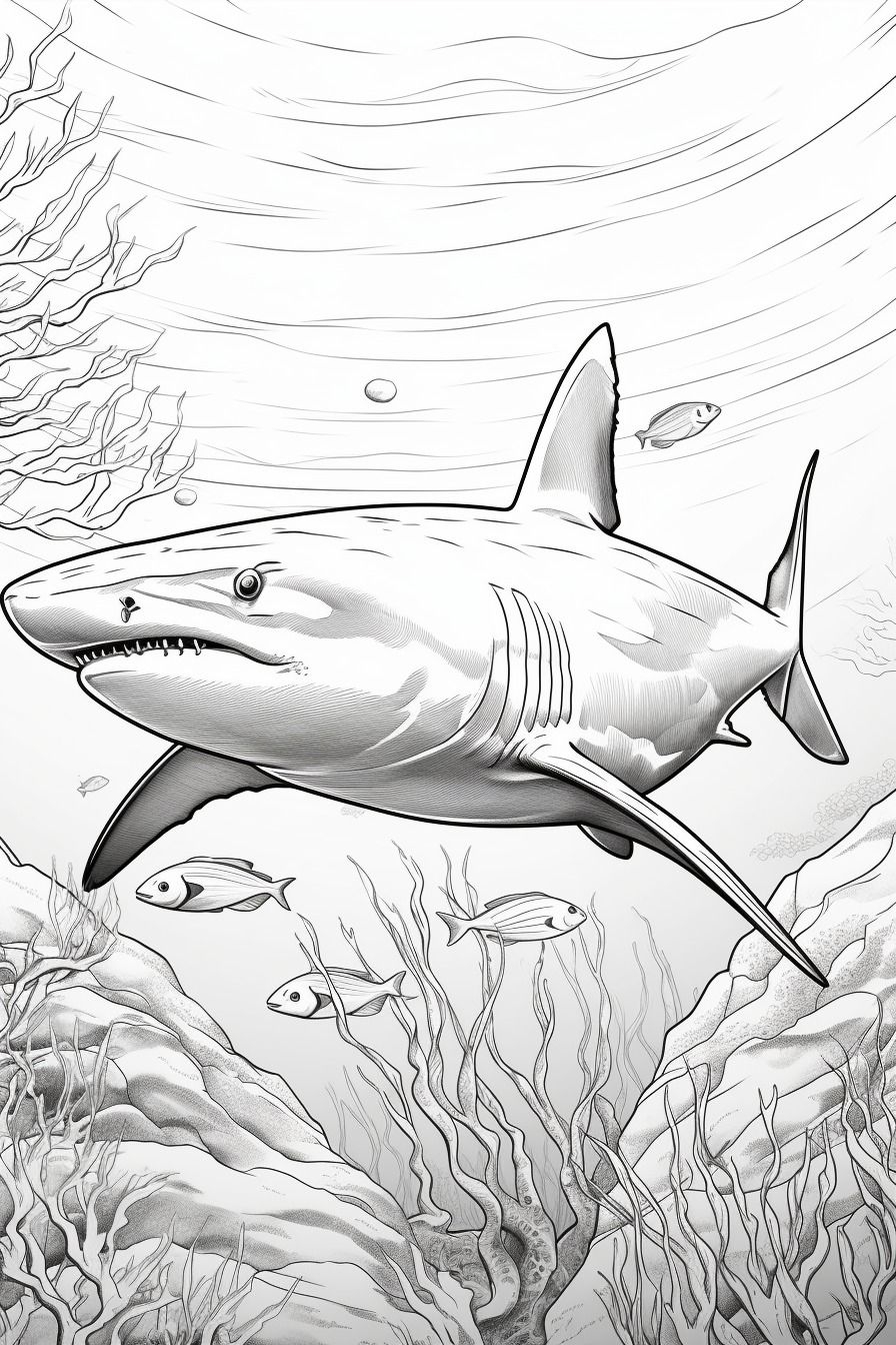 Free Shark Coloring Page For Kids Adults