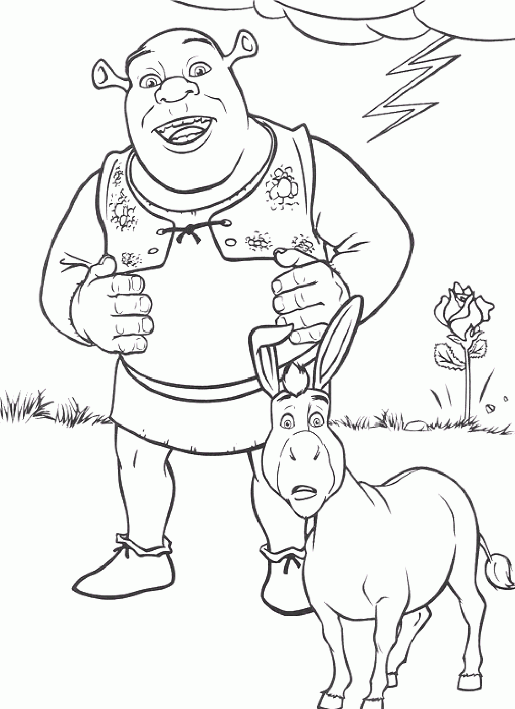 Shrek free printable color sheets