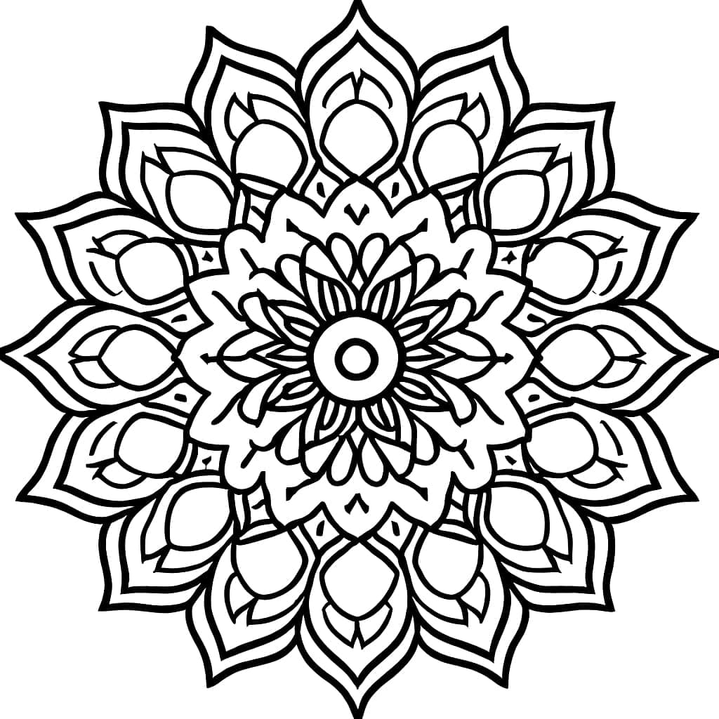 Free Simple Mandala For Adults Coloring Page Download Print Now 