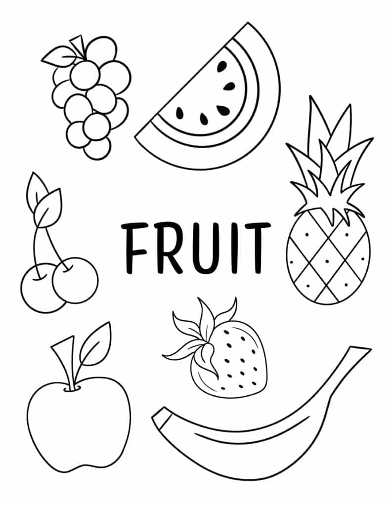 cute fruit coloring pages