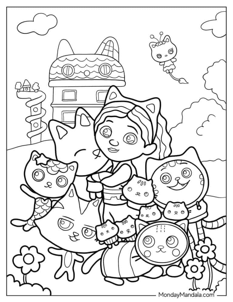 gabby's dollhouse colouring printable