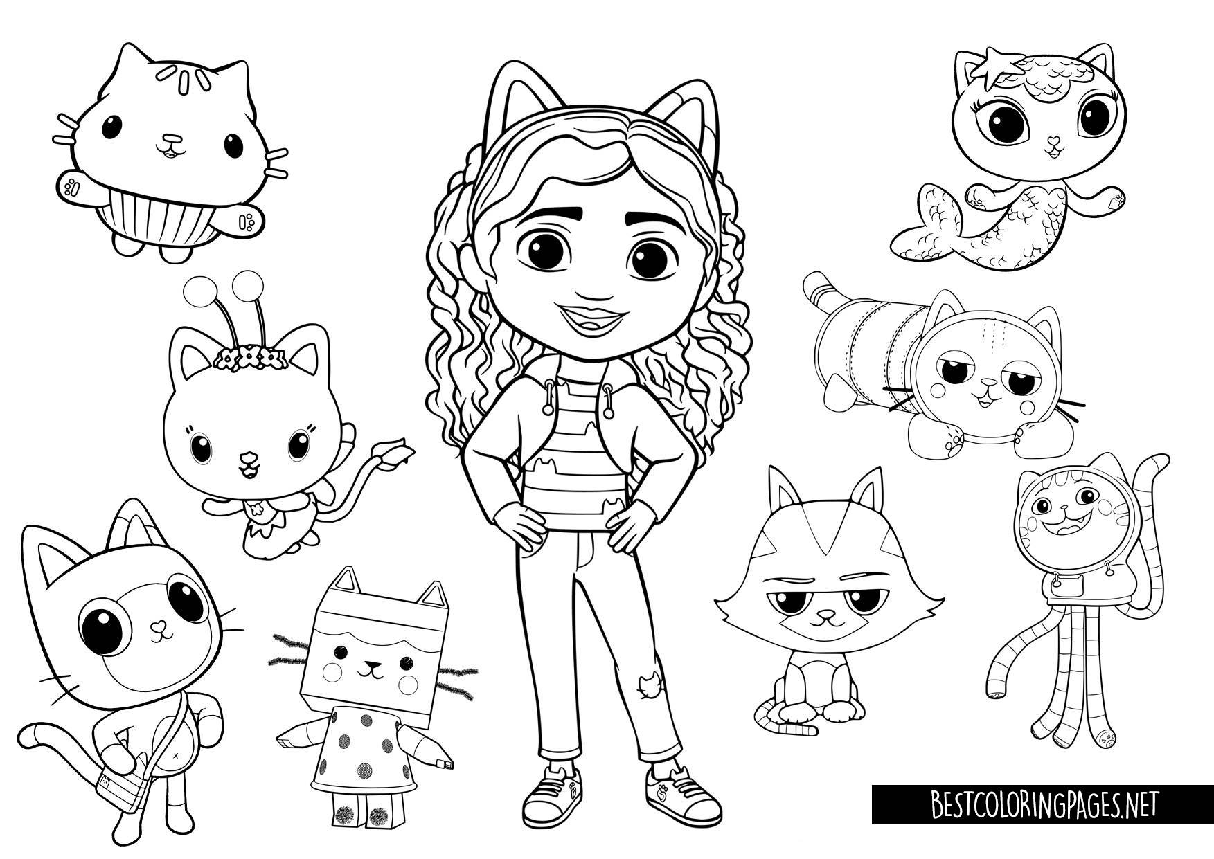Gabby's Dollhouse coloring page printable