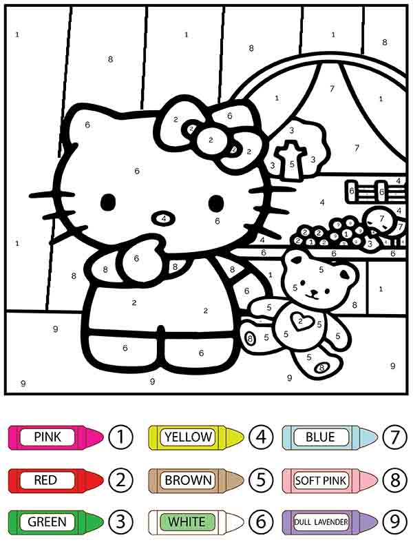 Gardener Hello Kitty Color By Number Coloring Page Free Printable 