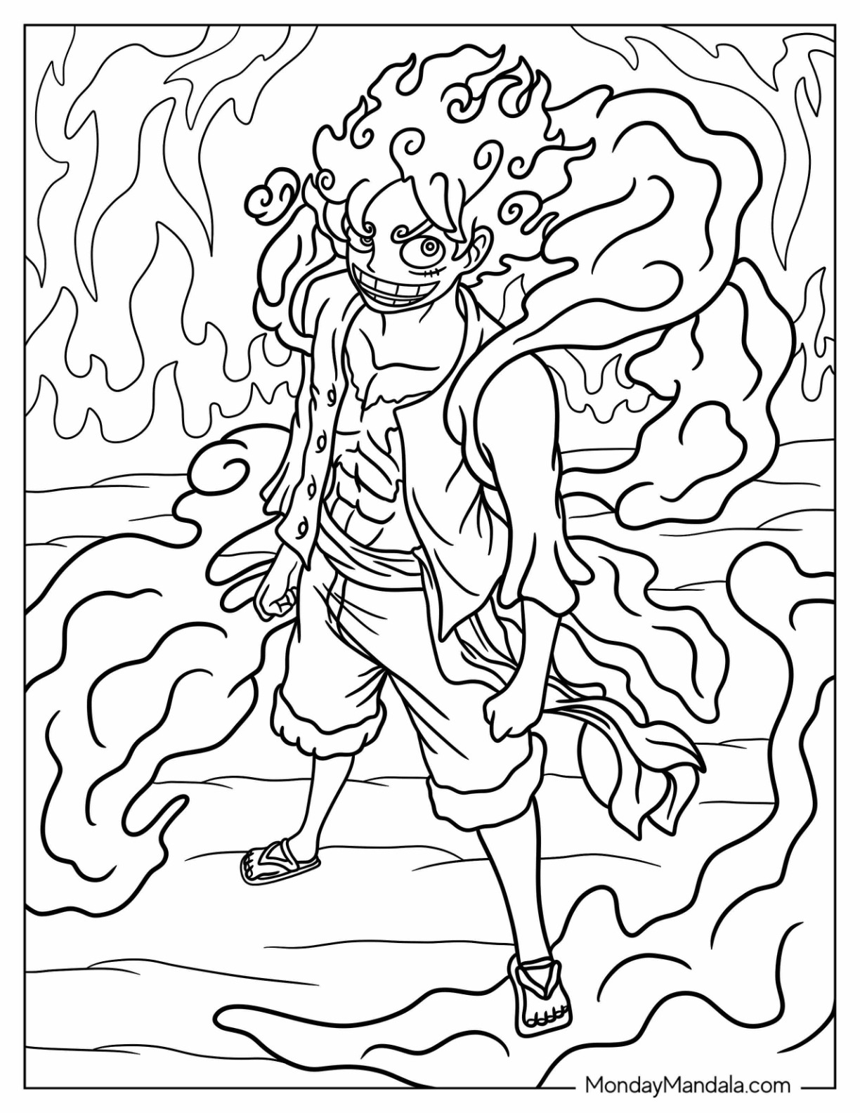 Gear 5 Luffy Coloring Pages Coloring Nation