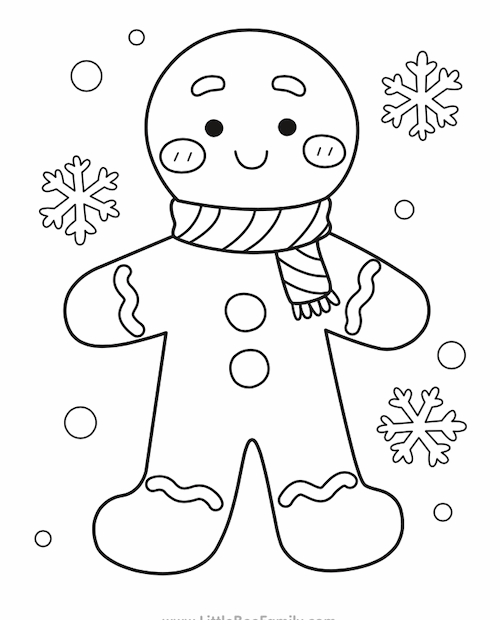 Gingerbread Man Coloring Page Little Bee Family