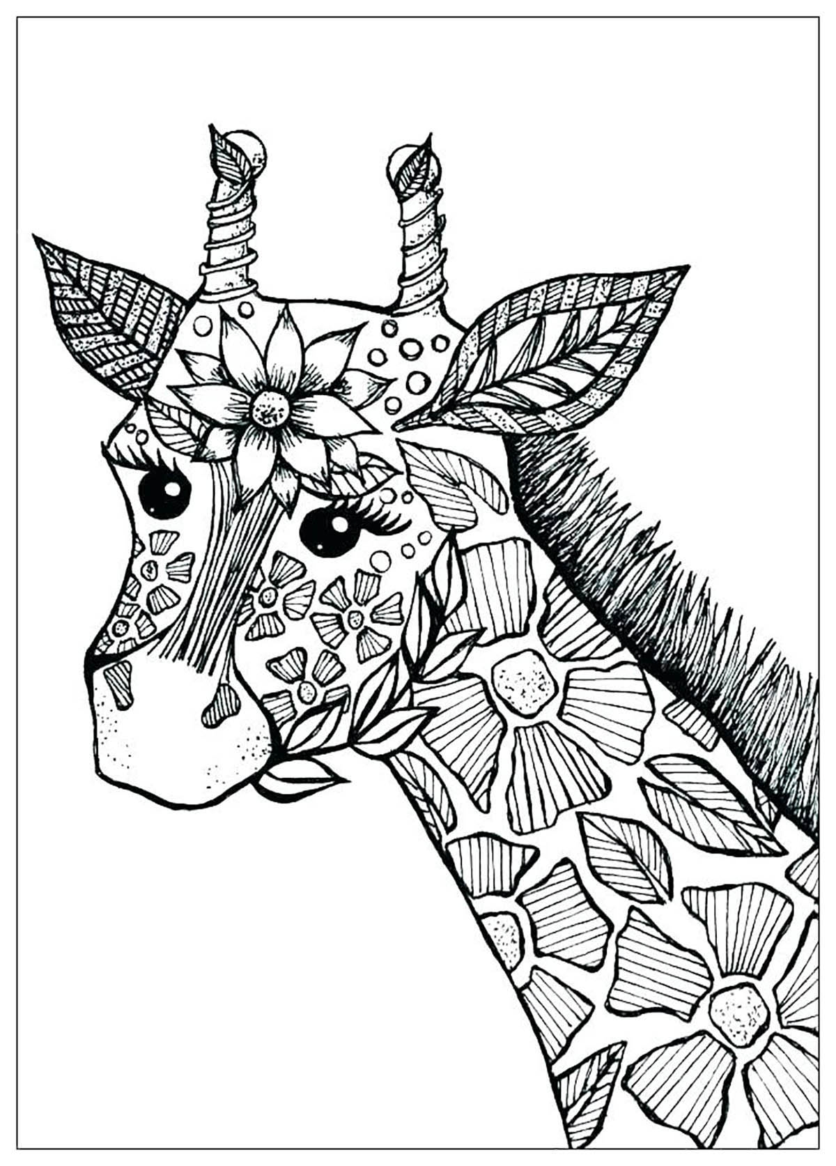 Girafe Fleurie Giraffe Coloring Pages For Kids
