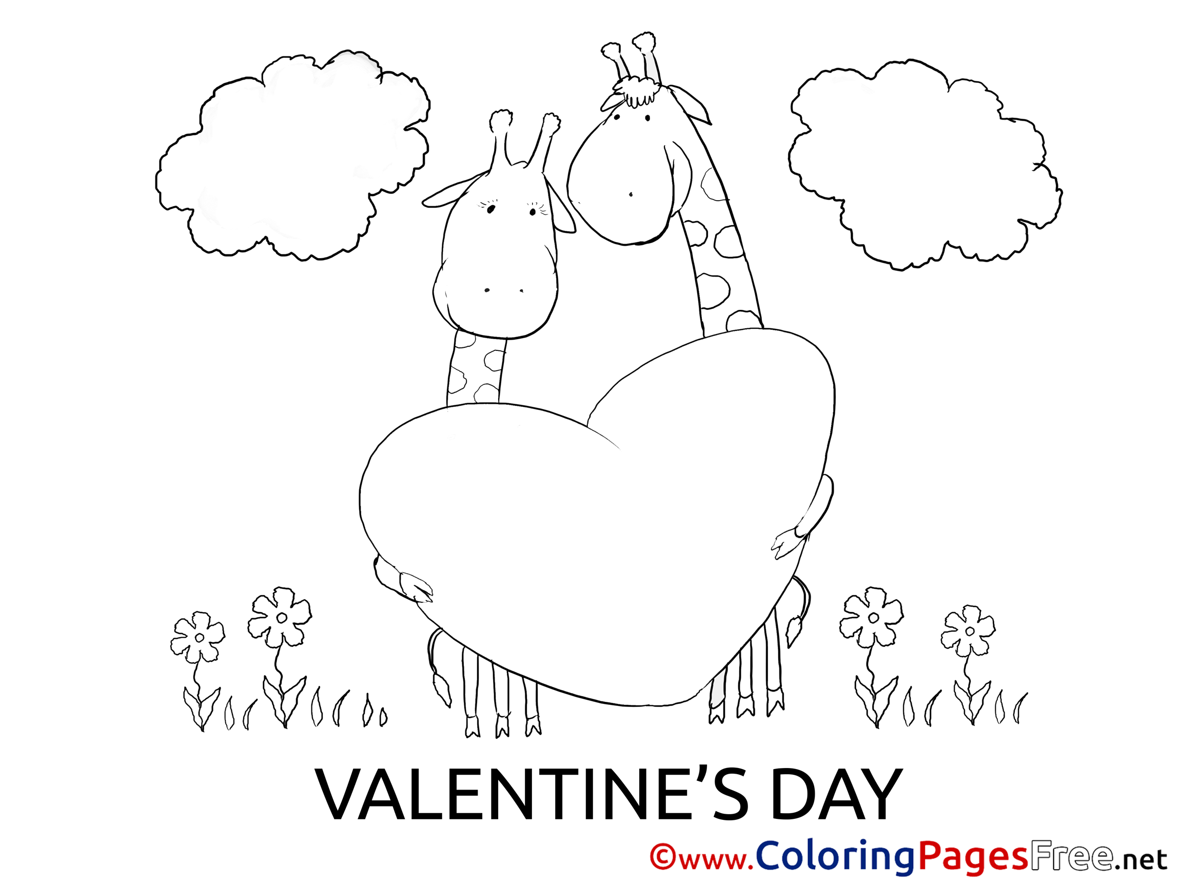 Giraffes Valentine 39 s Day Coloring Pages Free