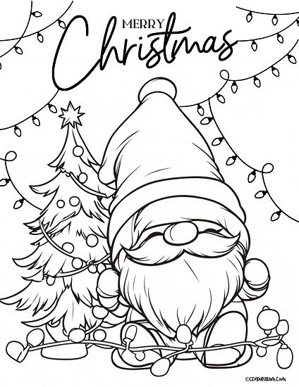 Gnome Christmas Coloring Pages Free Printable Christmas Coloring