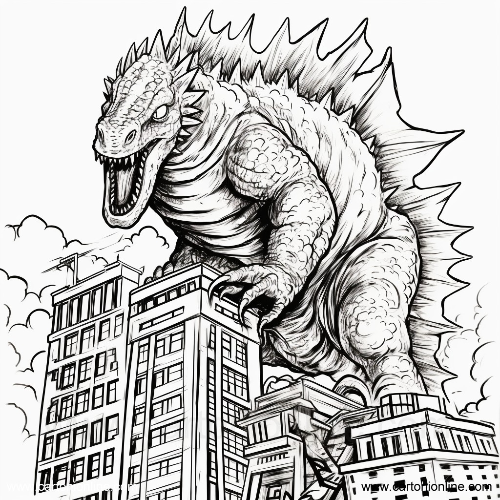 Godzilla picture to colour in Godzilla picture to colour in