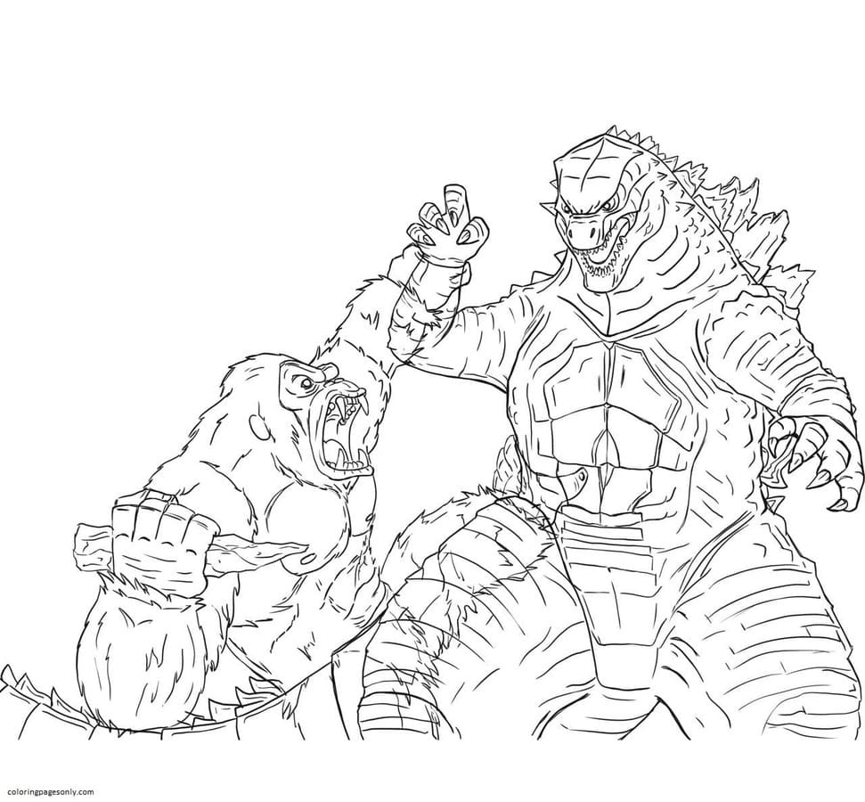 Godzilla Vs Kong Coloring Pages Coloring Home Godzilla Vs Kong Coloring Pages Coloring Home