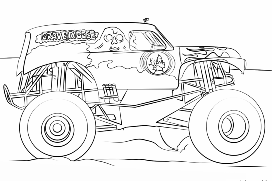 Grave Digger Monster Truck Bigfoot Coloring Page Printable