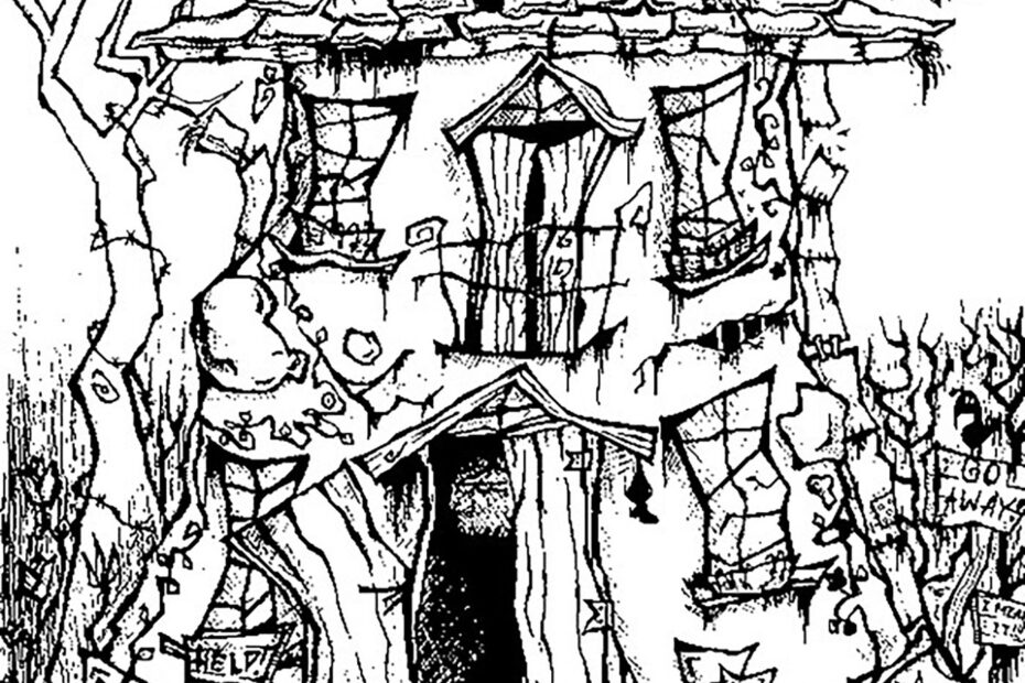 Halloween Haunted House Halloween Adult Coloring Pages